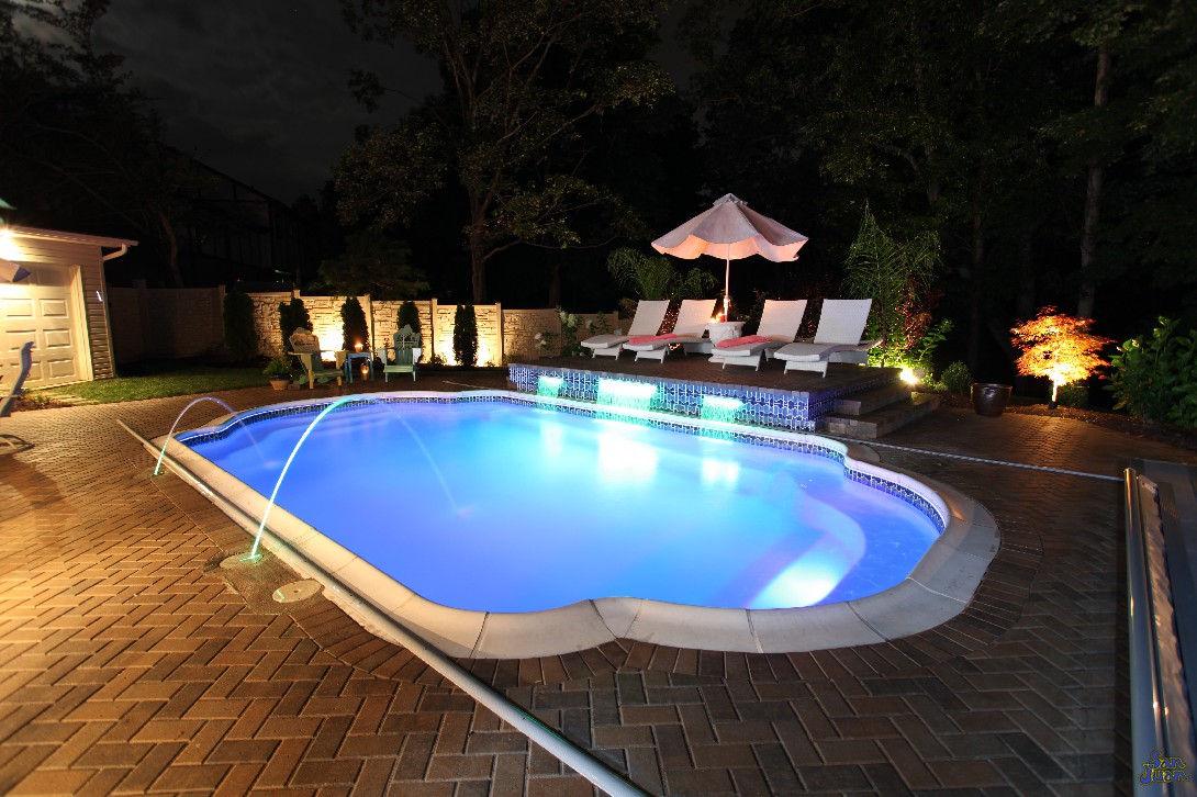 Whoa! What happened there? This pool looked purple above! Well, what you are seeing here is the magic of LED Lighting. Our fantastic pool lights have the capability of transforming your swimming pool into any color you can image. We even offer an automation package to control these fun lighting option from the palm of your hand. Use your smart phone or handheld remote and turn your backyard from an oasis into a party zone! 