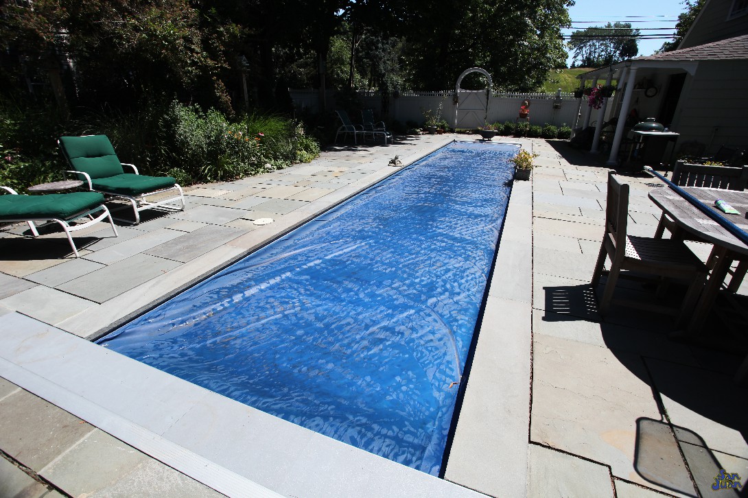 With a pool of this size, leaves can certainly be an issues. In order to keep the pesky things out, we highly recommend pairing your Marathon fiberglass pool with a Automated Pool Cover. This can be activated when you decide you're done swimming for the day. It can also be a peace of mind knowing you won't return back to a pool full of leaves the next afternoon. Definitely a great design choice!