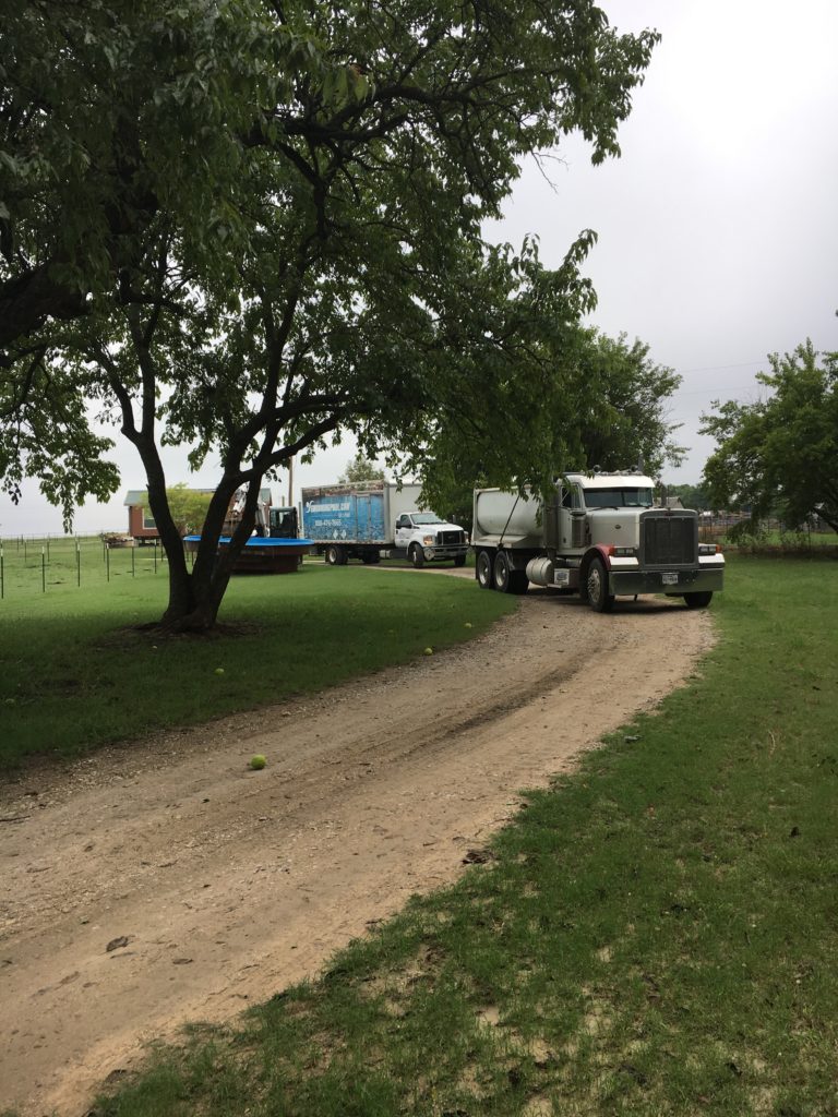 Did we mention that we called the Cavalry for the delivery of our Crystal Springs pool? We thought this was a brilliant picture that showcases our coordination with multiple vendors and suppliers. Here you can see our crews receiving both our fiberglass pool (2 in this case) as well as our pool equipment from our local distributor. Great stuff!